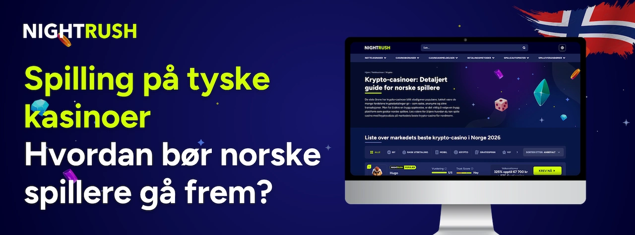 Bærbar PC som viser en guide til kryptokasinoer for norske spillere med toppsider 2026-listen.