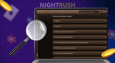 Nettbrett som viser siden «Personvernerklæring» for et norsk kasino i 2026.