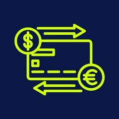 Ikon for rask pengeoverføring.