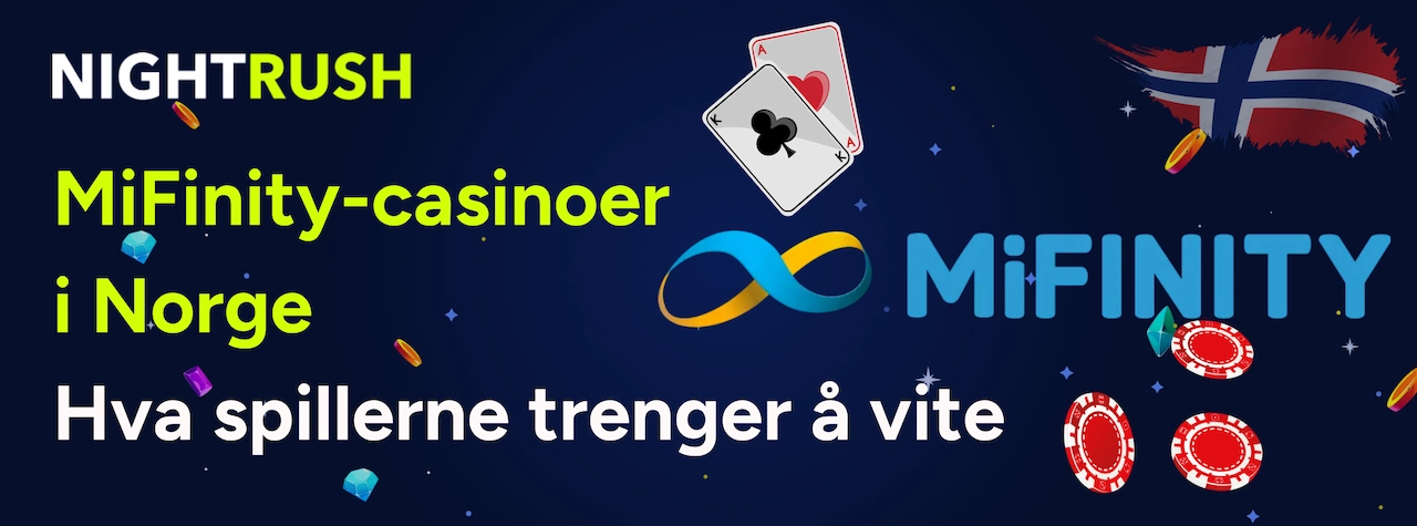 Kampanjebanner om bruk av MiFinity på nettcasinoer i Norge.