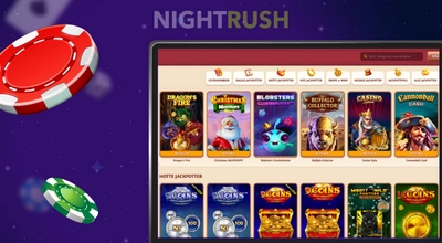 Bærbar skjerm som viser populære nettspillautomater.