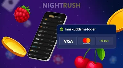 Mobilskjermen viser innskuddsmetoder.